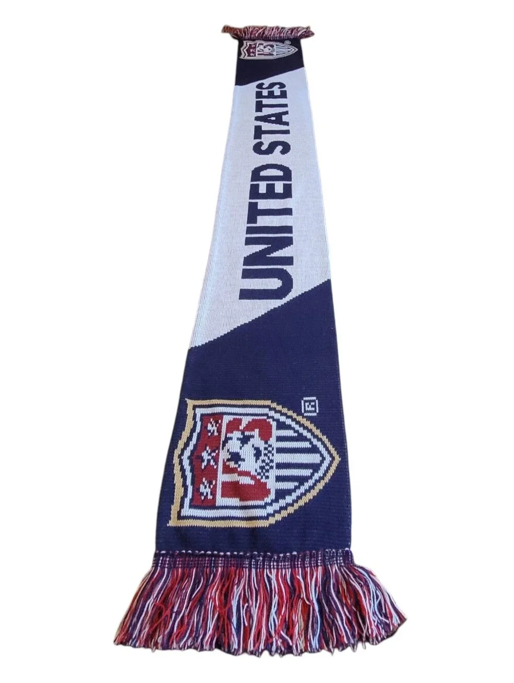 United States Soccer Supporter Scarf Double Sided Knit Fan Gear Red White Blue